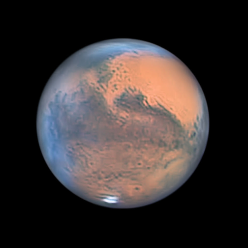 北京市天文爱好者宗海阳2020年10月拍摄的火星特写照片