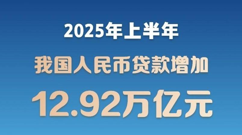 上半年我国人民币贷款增加12.92万亿元