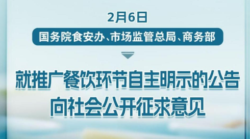 鼓励餐饮环节自主明示！这份公告请你提意见