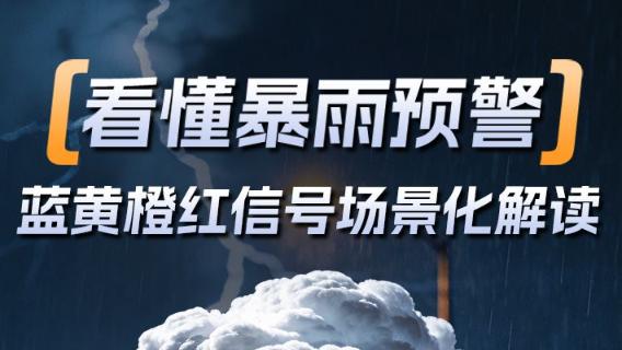 AI长图｜看懂暴雨预警！蓝黄橙红信号场景化解读